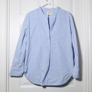 DMN Paris Luxury Blue Cotton Business Blouse Size M